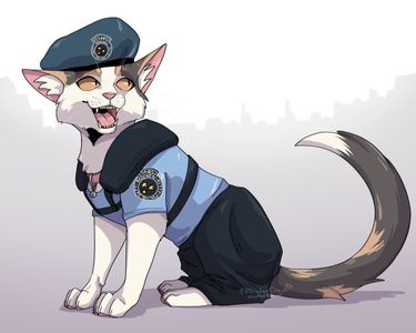 Raccoon Kitty Police Dept Aslan Print - Art by PetrichorCrown